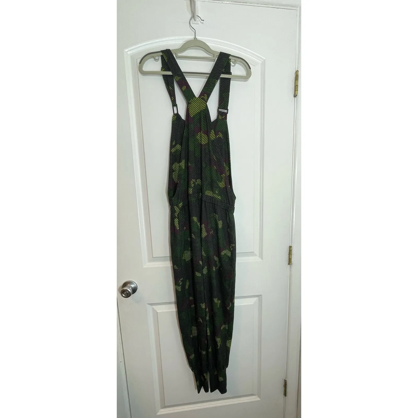 Terez Overall Jumpsuit Small Green Digital Camo Front Zip Gymnastics Athletic - Image 7