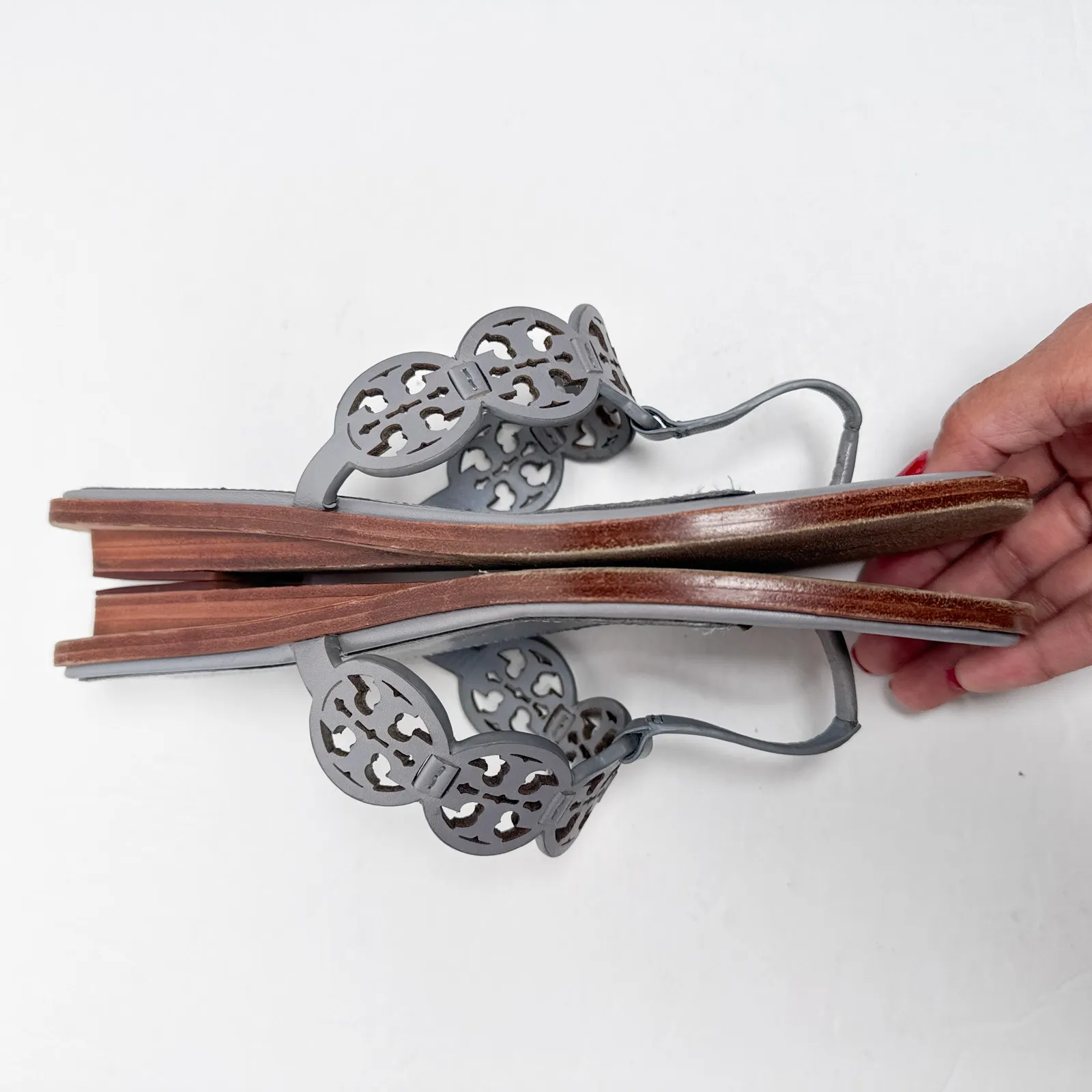 Tory Burch  Blue Tiny Miller Square Toe Sandals 7 - Image 8