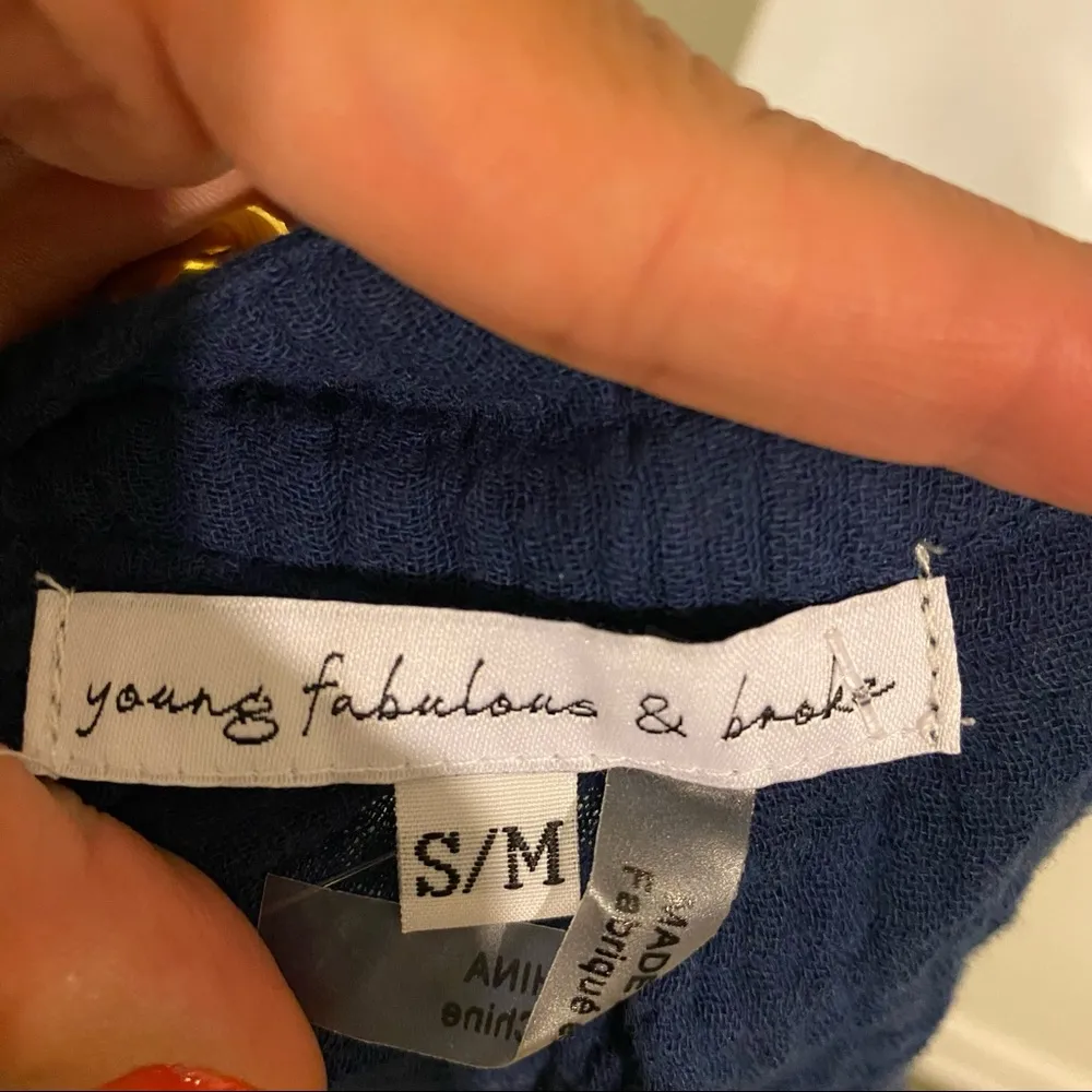 Young fabulous & broke YFB Blue tie-dye raw hem tunic size S/M NWOT - Image 10