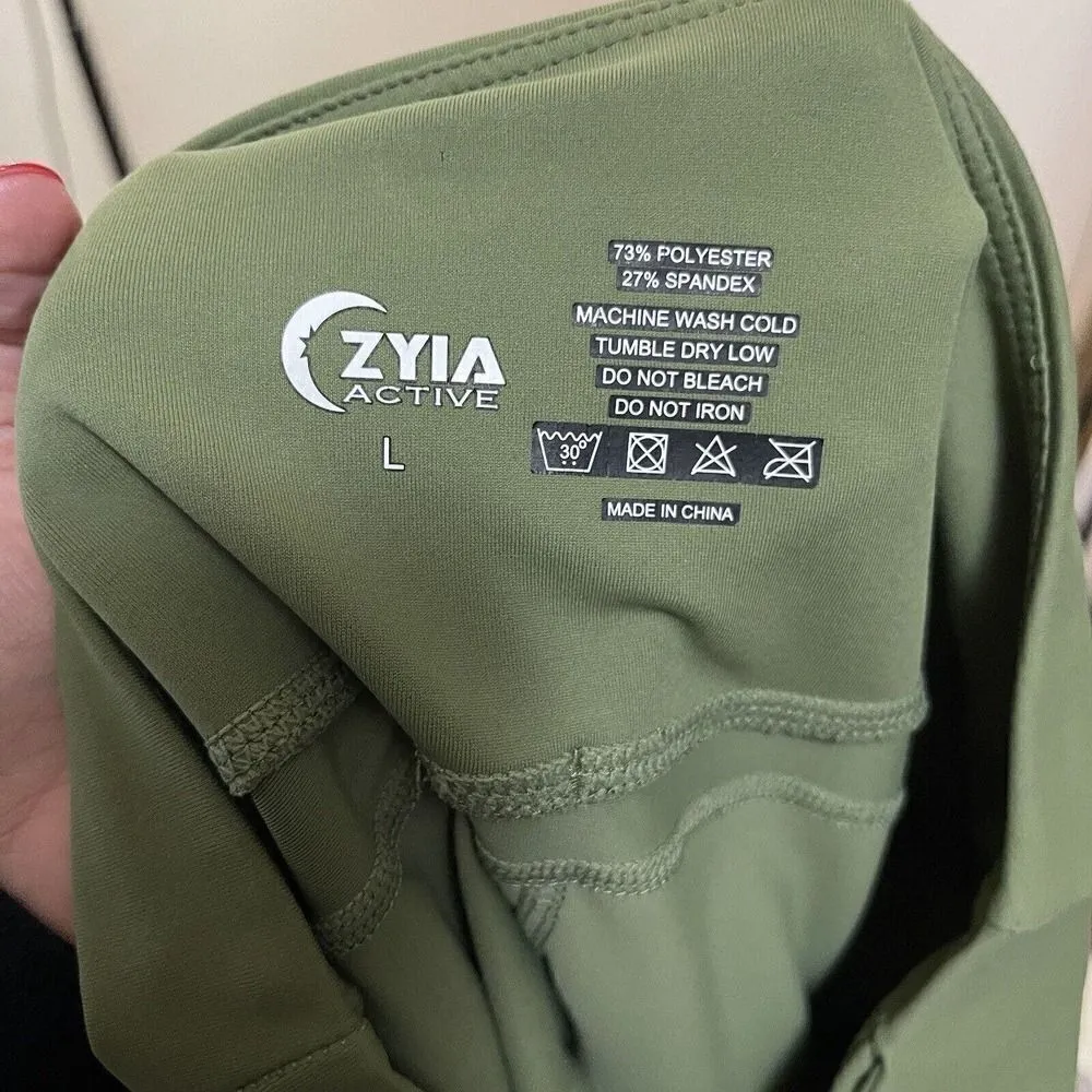ZYIA ACTIVE high waist light and tight cropped green leggings side pocket large - Image 6
