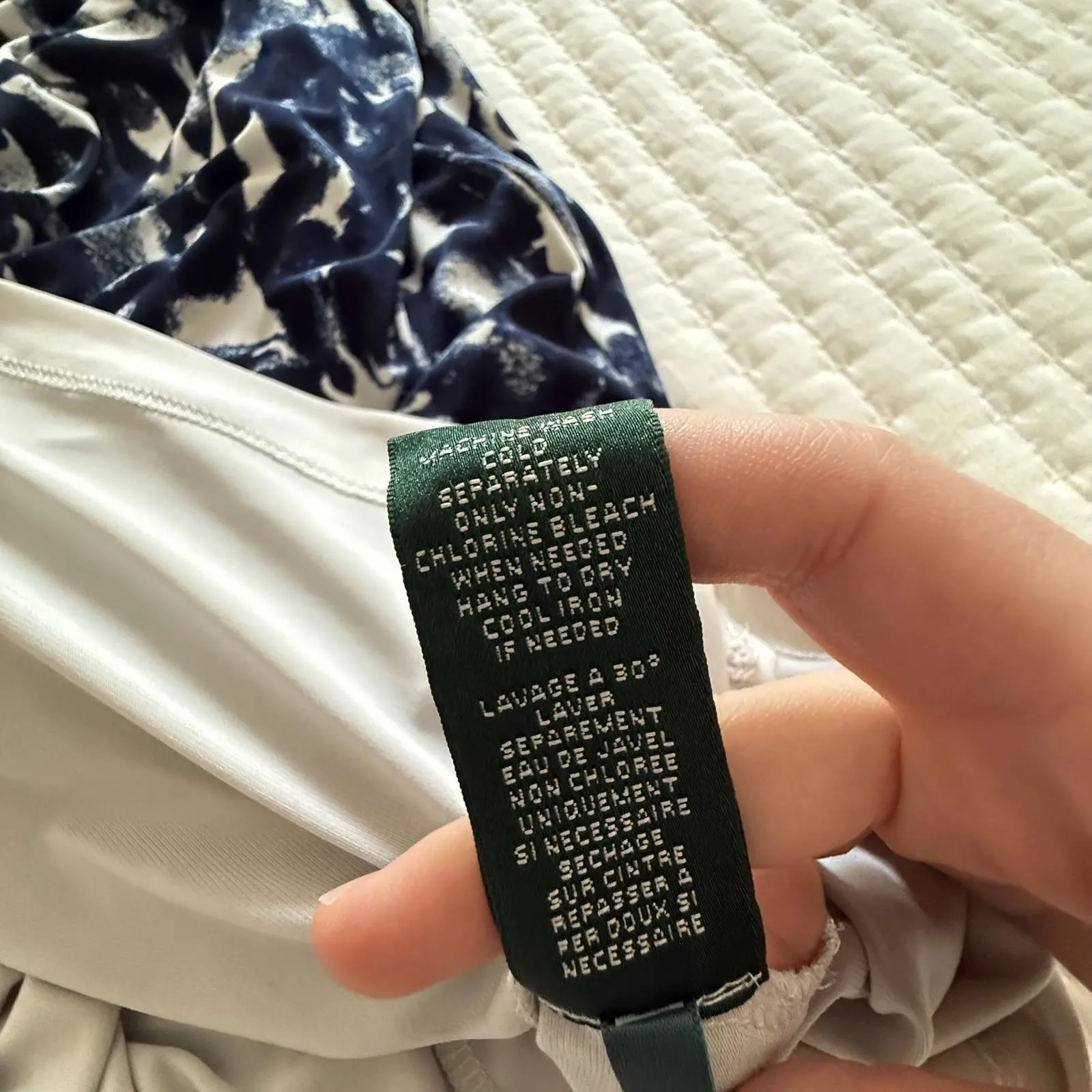 Lauren Ralph Lauren Blue & Off White Sz 6 Women’s Knee Length Jersey Dress - Image 14