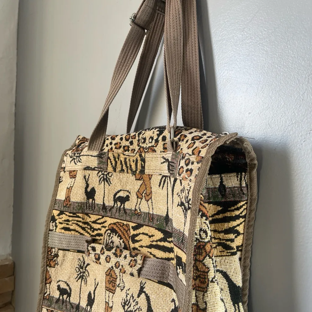 Betty boop Safari Print Backpack with Animal Patterns Brown - Image 3