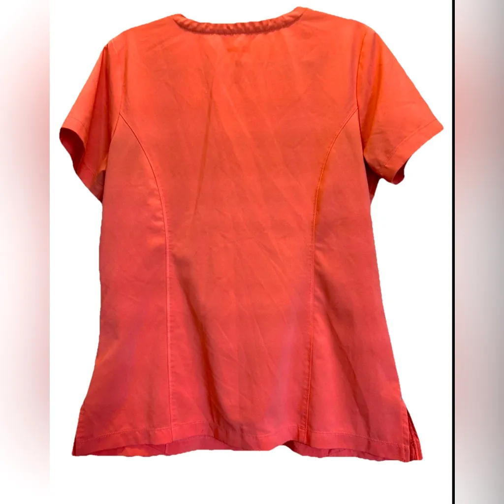 ScrubStar Orange coral Short-sleeve Scrub Top Small - Image 3