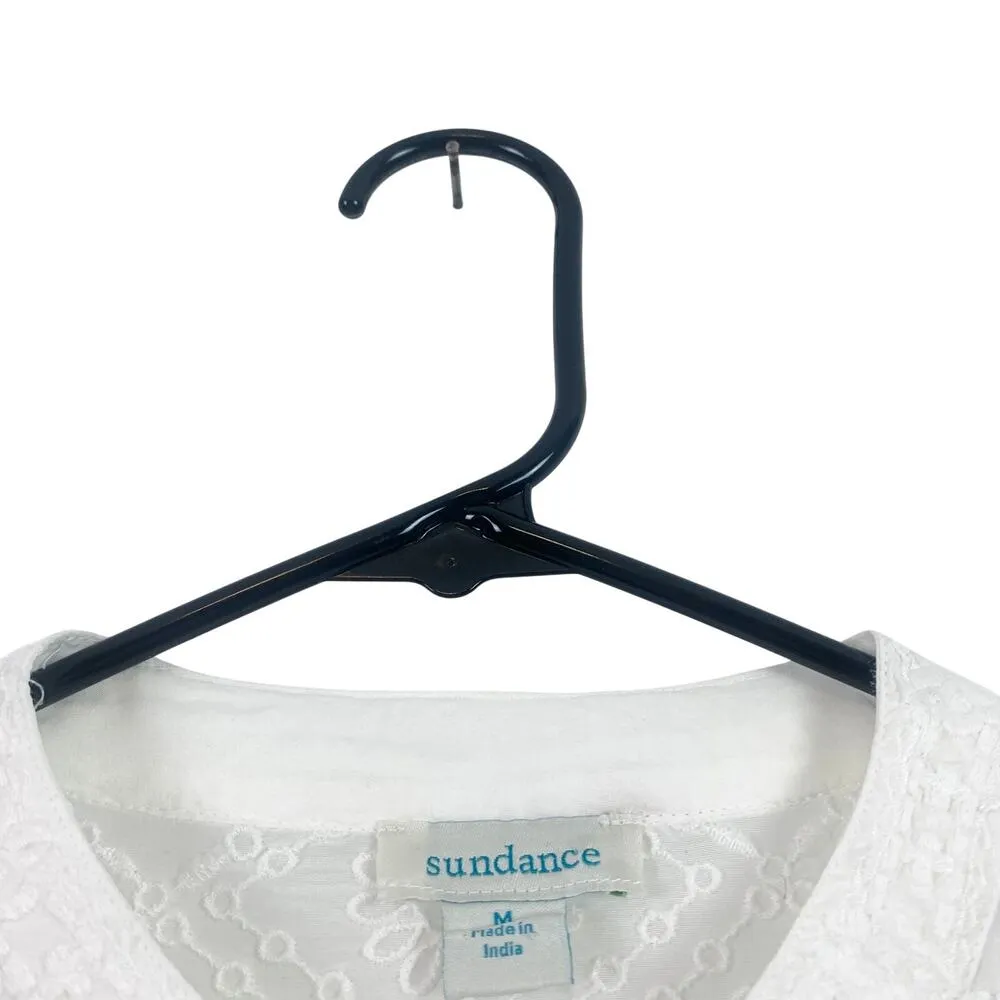 Sundance Corinne Romance Eyelet Embroidered Lace Button Front Blouse Medium White - Image 5