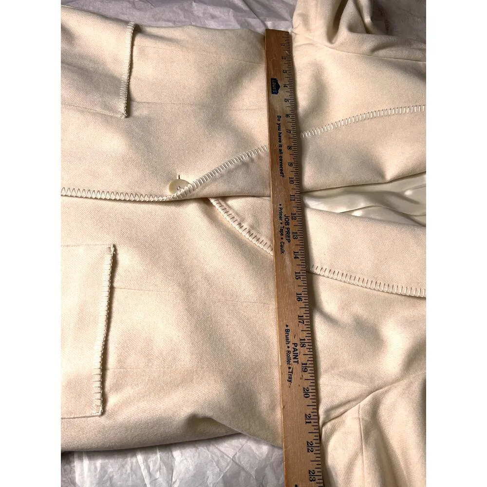 VTG Leslie Fay women's blazer size 18 cream Merino wool lined, Business casual - Image 4