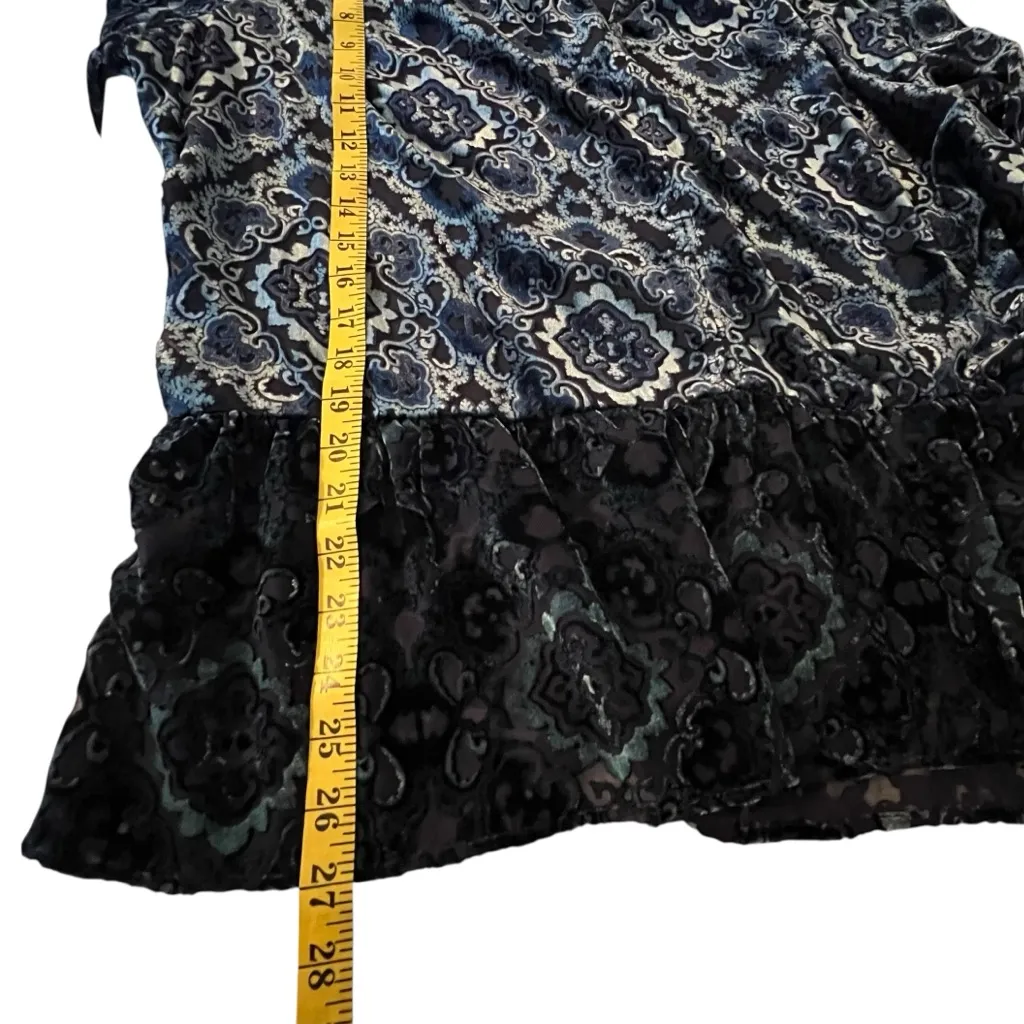 Faded Glory Womens Velvet Burnout Top Size XL Ruffle Whimsigoth Fairy Gothic - Image 8