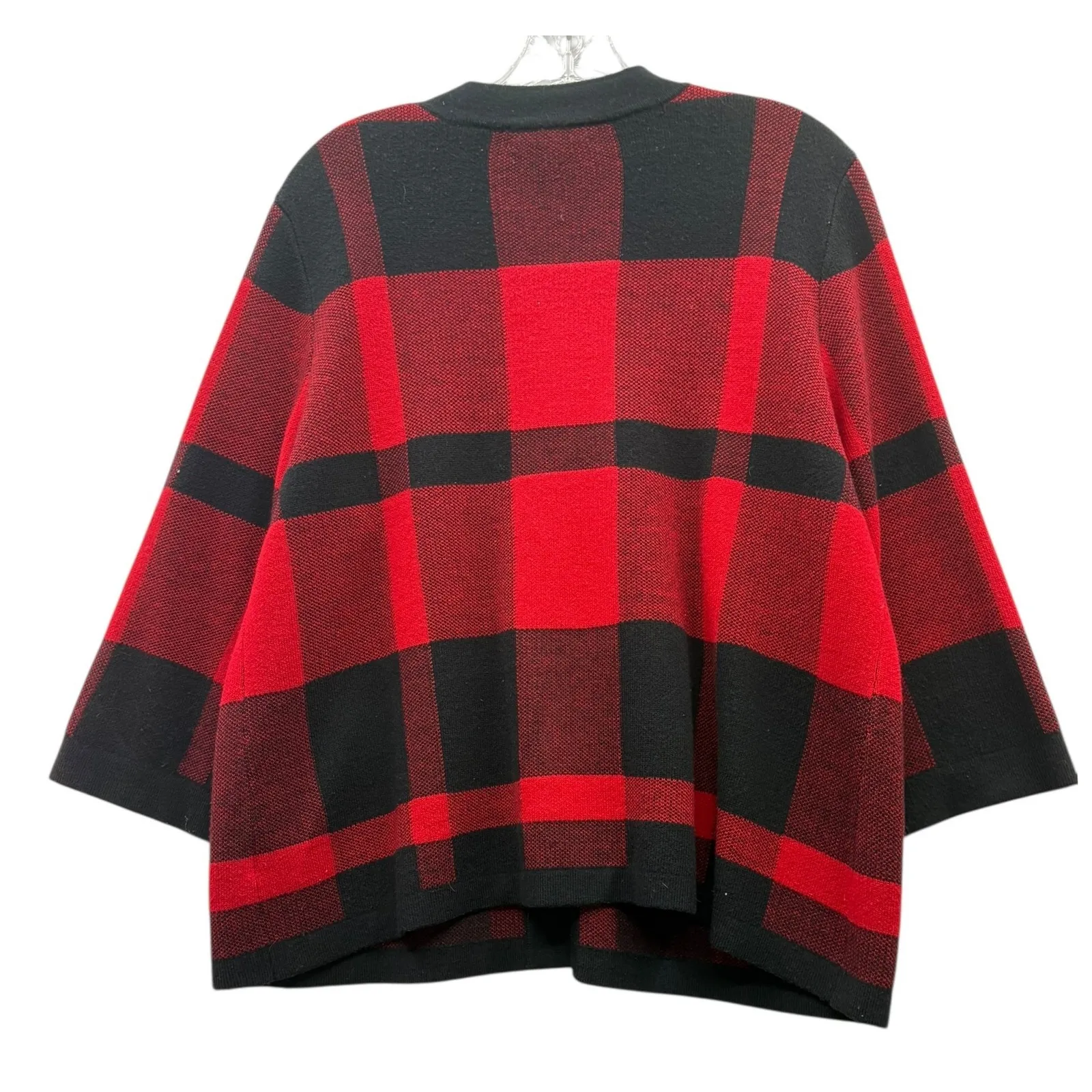 Designers Originals Womens Red Black Buffalo Plaid Kimono Holiday Cardigan XL - Image 2