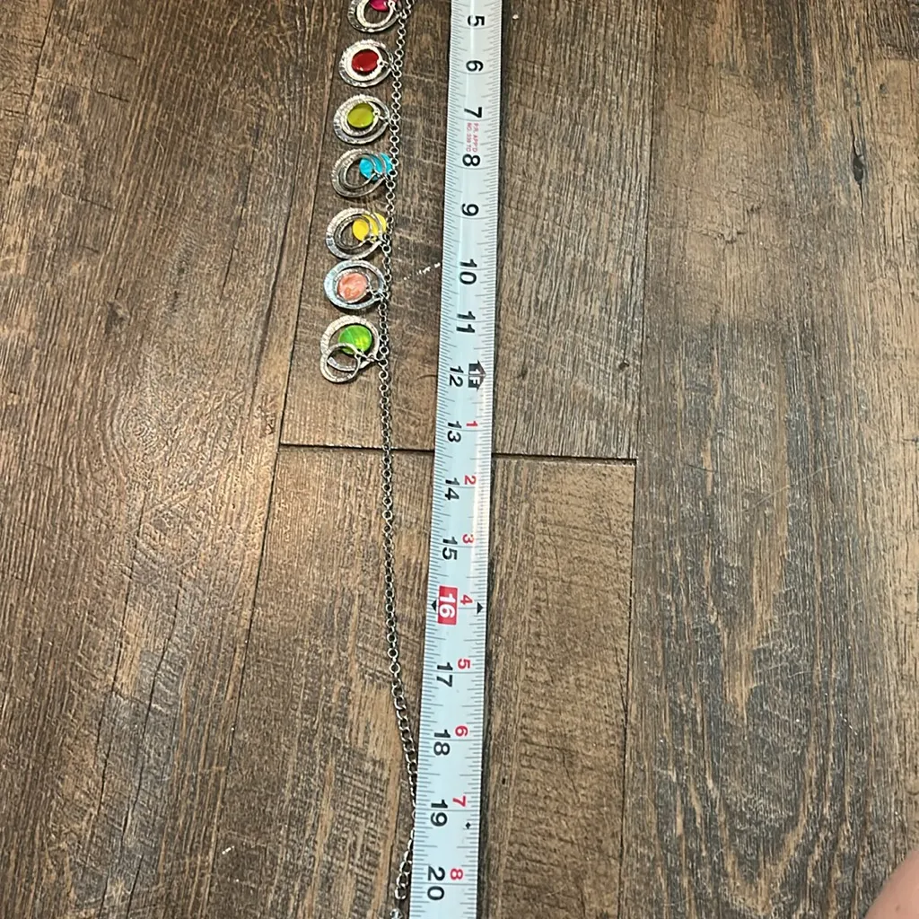 Color Necklace Multicolor Layered‎ Triple Dangling Discs Swag 21 in Yellow - Image 5