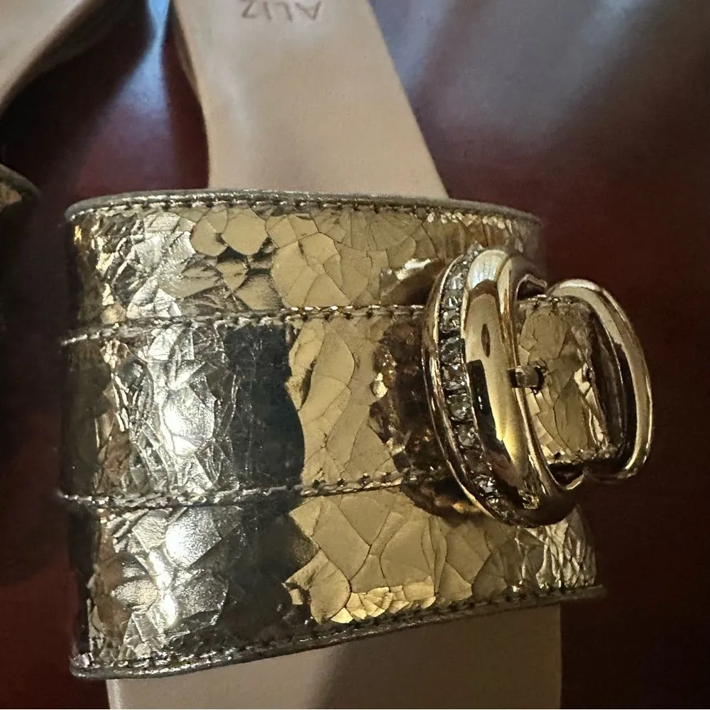 Naturalizer Gold Santiago Slip On Slide Flat Sandal With Buckle Size 7.5 - Image 9