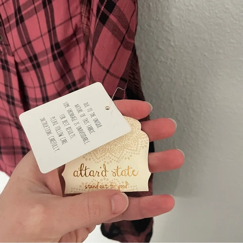 Altar’d State Rose Purple Flowy Plaid Top NWT - Image 3