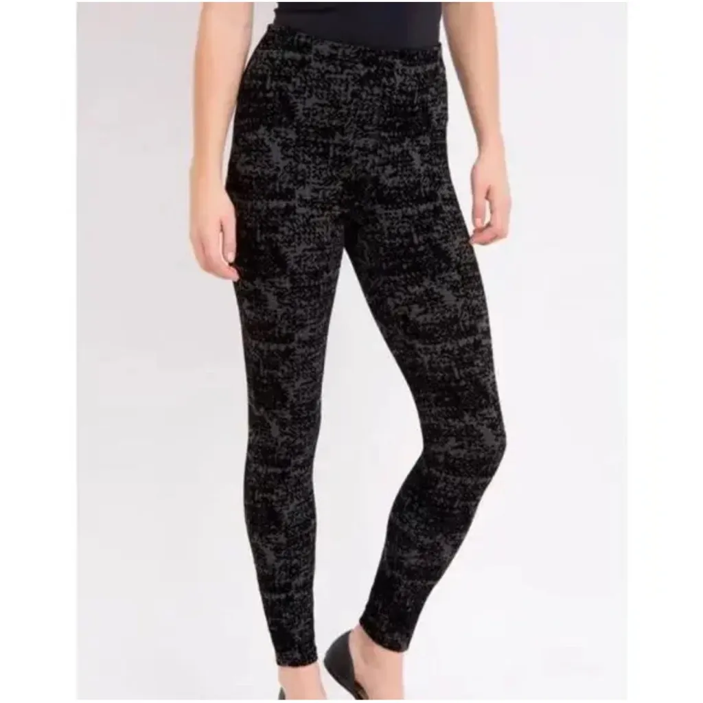 Lysse medium Victoria Flocked Black Leggings Mid Rise Shaping Stretch elegant - Image 11