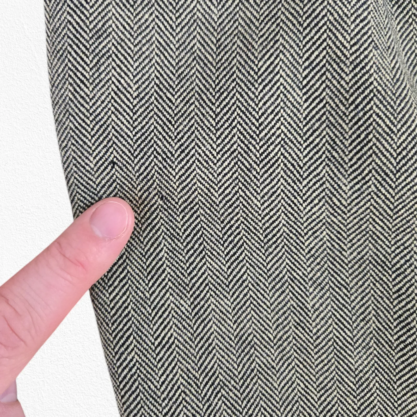 90s Vintage Lauren Ralph Lauren Gray Herringbone Wool Straight Trousers Size 4 - Image 5