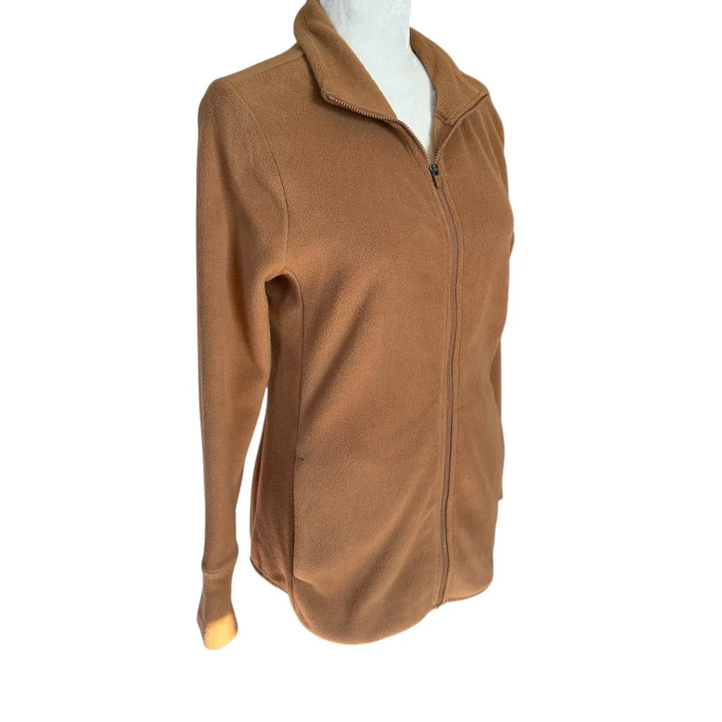 Get After It camel long sleeve collared stretchy zip up fleece jacket sweatshirt Size XS - Image 2