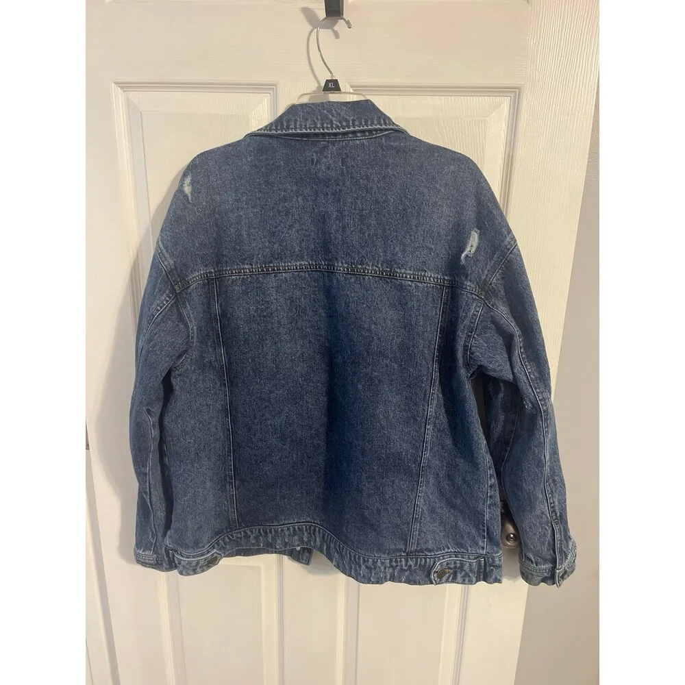 Gianni Bini GB Oversized Distressed Jean Jacket Size L - Image 4