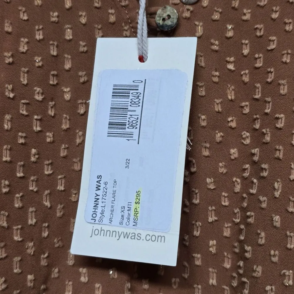 Johnny Was Women's‎ Archer Flare Top In Chocolate Brown Size XS MSRP $295 - Image 3