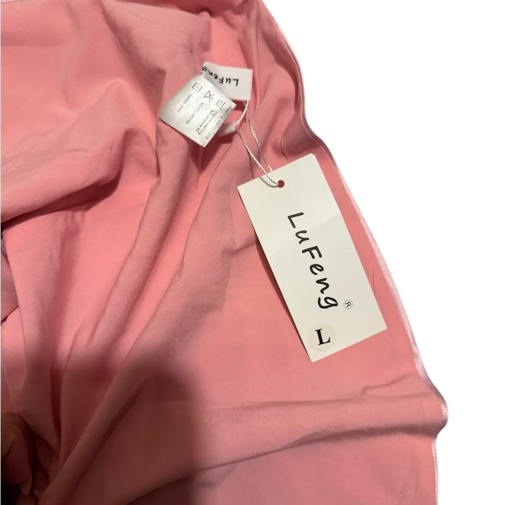 LuFeng Women's Sexy Sleeveless Halter Deep V Neck Backless Pink Large NWT - Image 4