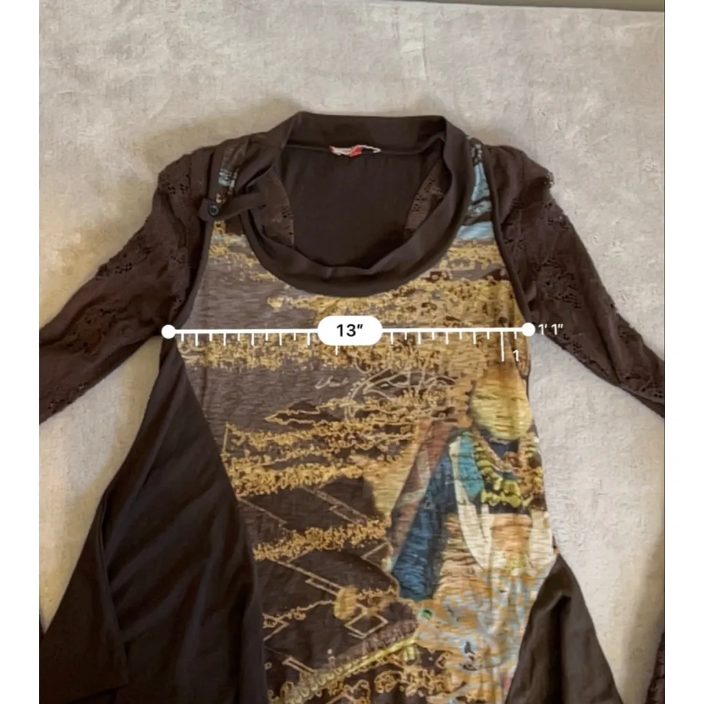 Women's 2026 Brown Long Sleeve Dress Cop Copine Euro Grunge - Image 6