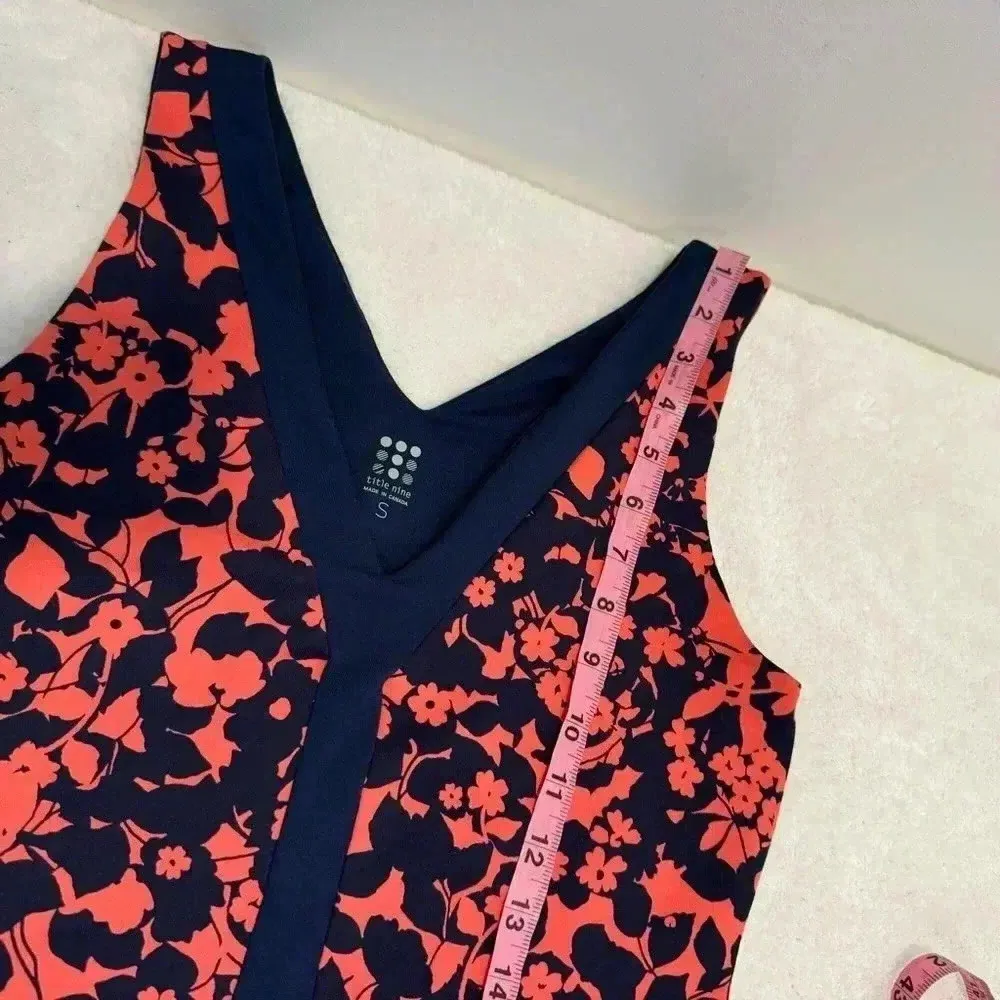 Title Nine Hillary Fleur Coral Reef Fit Flare V Neck Sleeveless Floral Dress s - Image 8