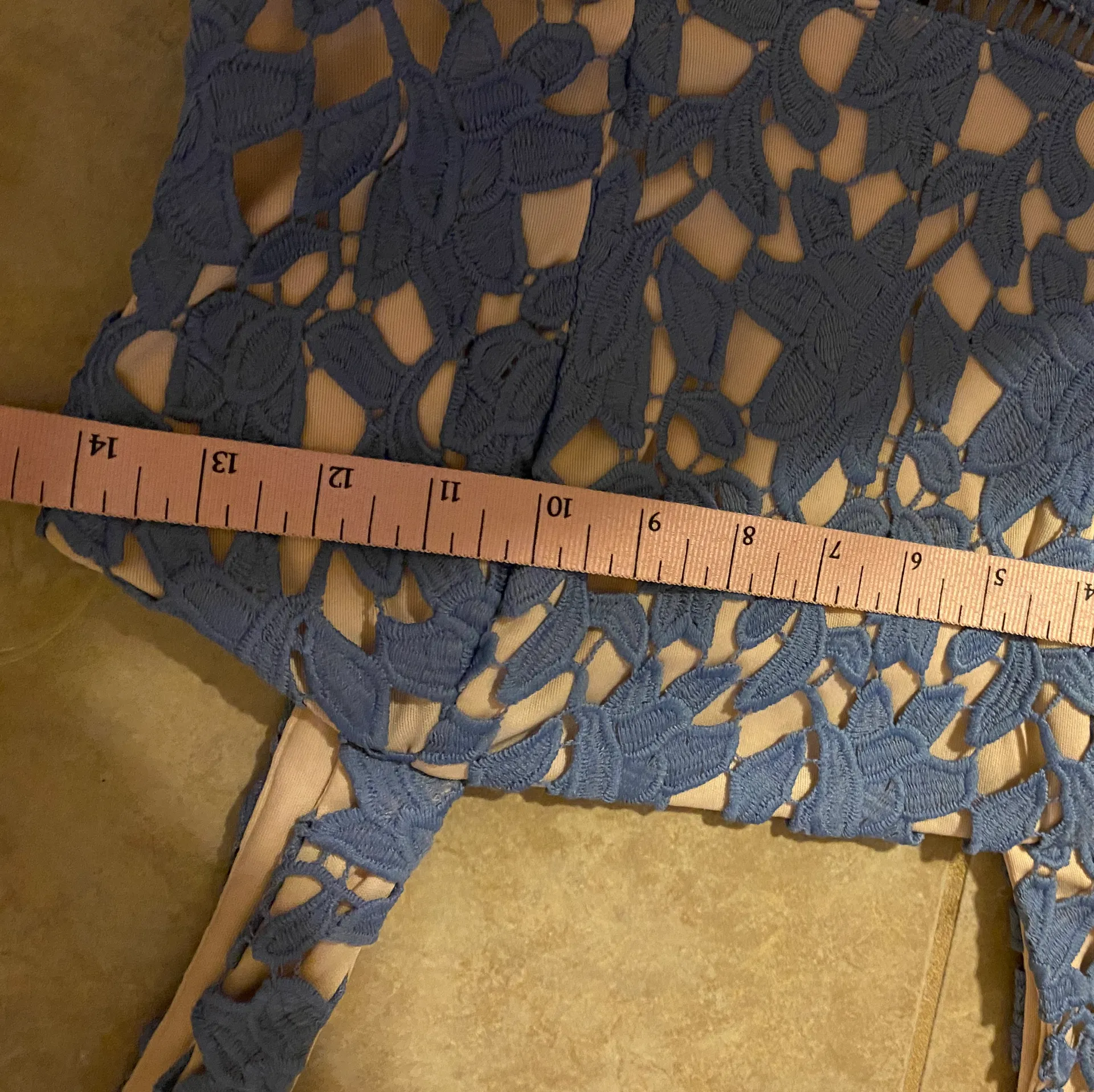 Gianni Bini nude/blue lace maxi Dress xs - Image 6