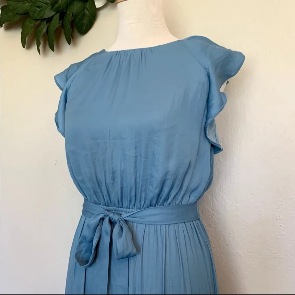 LOFT Cornflower Blue Tiered Ruffle Flutter Midi Dress S - Image 5