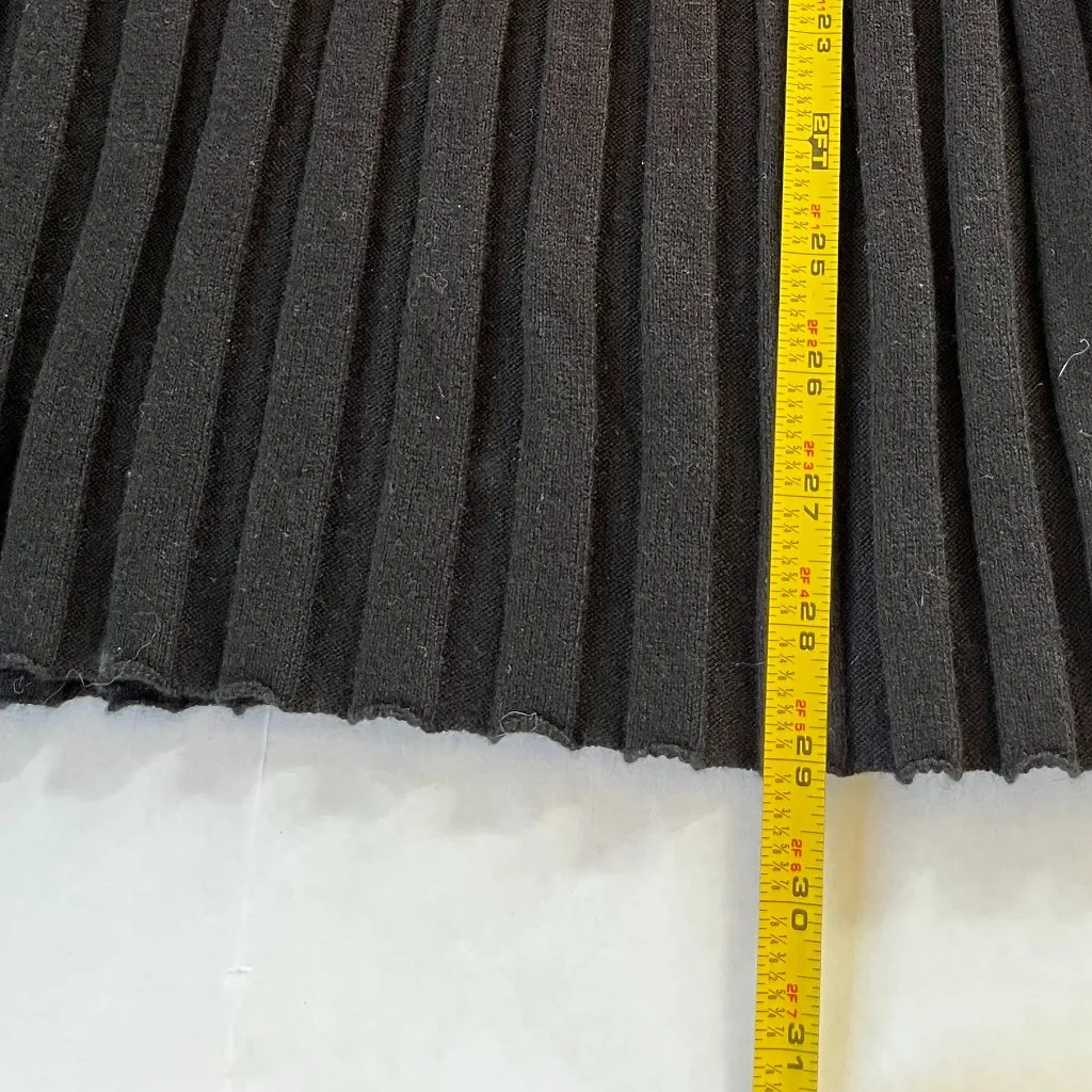 Kenneth Cole Sz S Black Cowl Neck Empire Waist Pleated Knit Sweater Mini Dress - Image 7