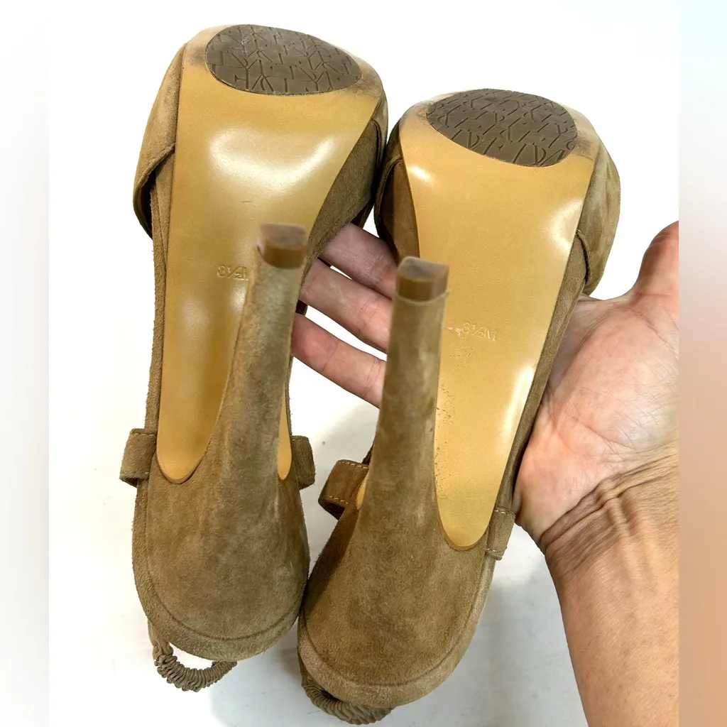 Diane Von Furstenburg Zia Beige Suede Platform Sandals size 8.5 - Image 7