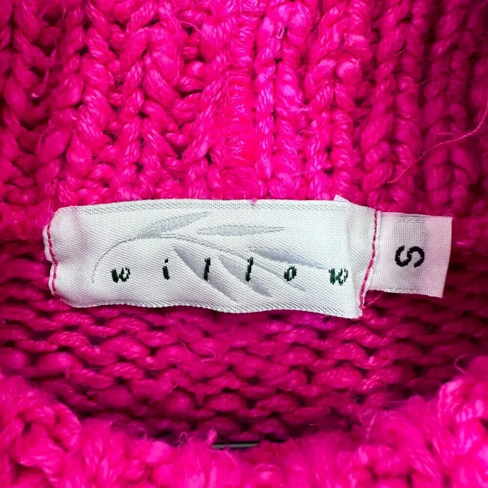 Vibrant Hot Pink Chunky Knit Turtleneck Sweater Winter Cozy‎ Comfy Oversized S - Image 5