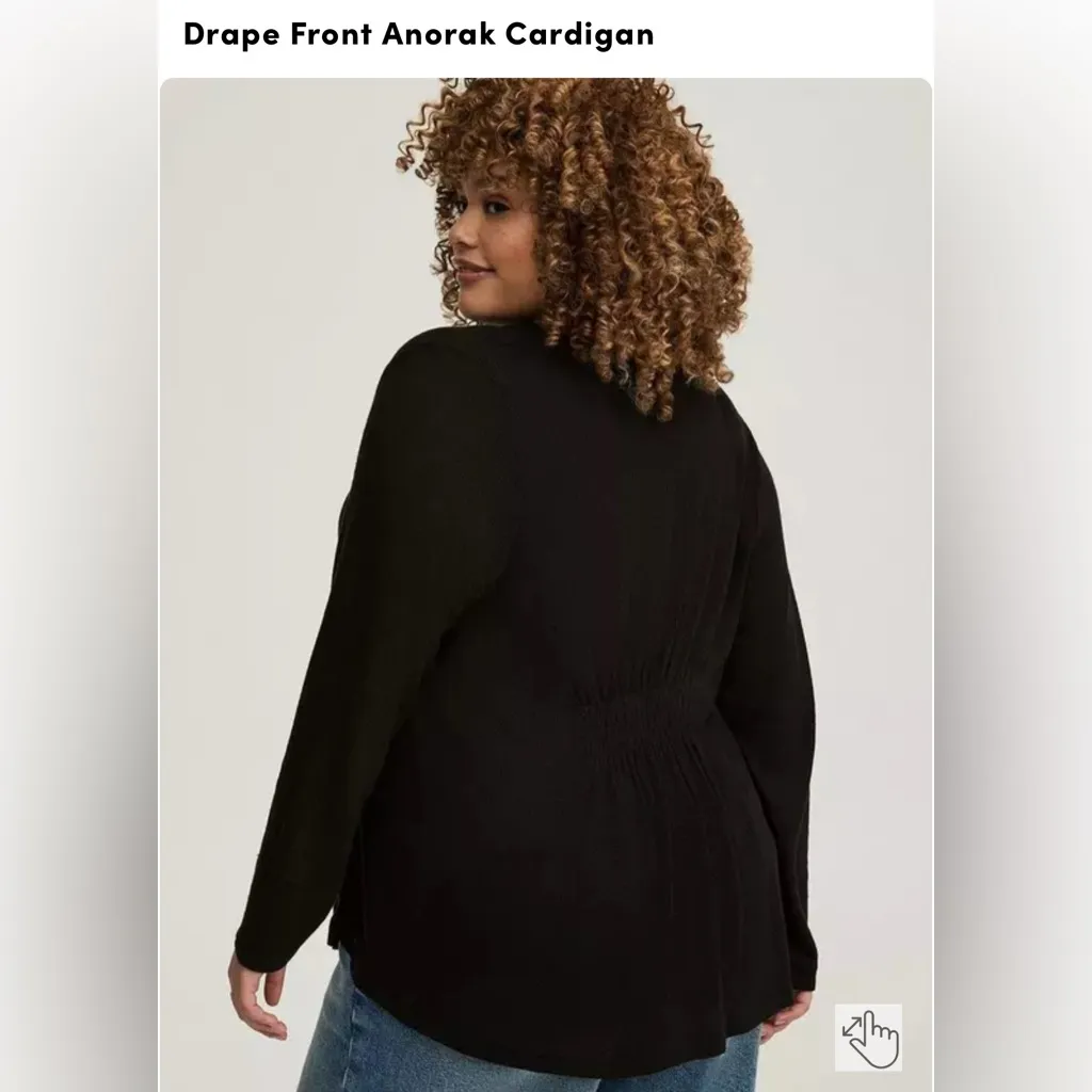NWT Torrid Hacci Drape Front Anorak Cardigan - Deep Black 2x - Image 2
