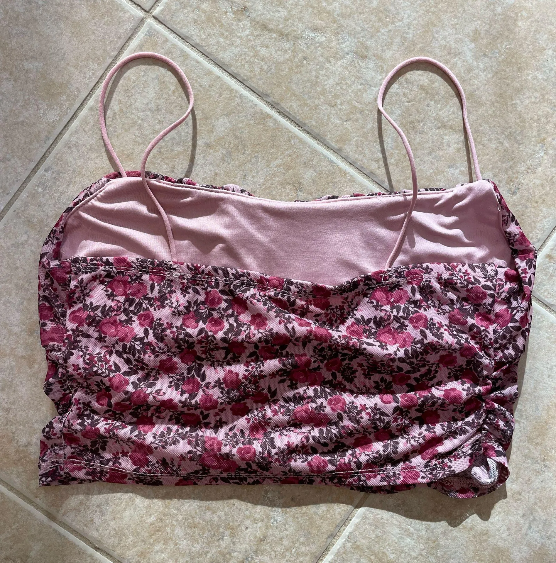 Garage Pink Floral Crop Cami - Image 2