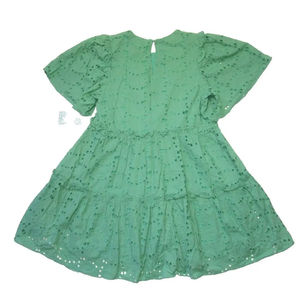NWT Tuckernuck Hyacinth House Mollie in Green Eyelet Cotton Tiered Mini Dress S - Image 3