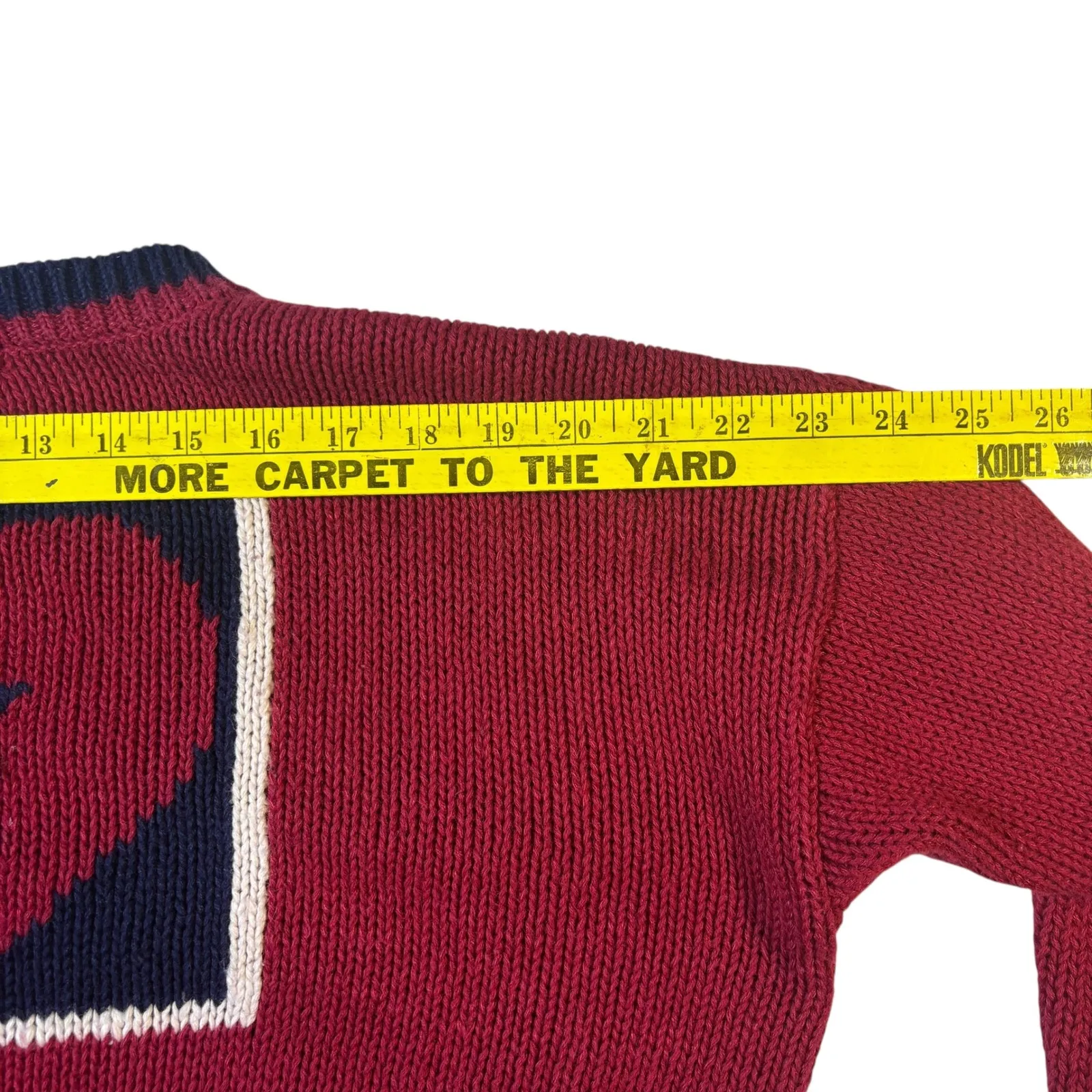 Marsh Landing Knit Sweater Top American Flag Star Heart Patriotic Red Small VTG‎ - Image 9