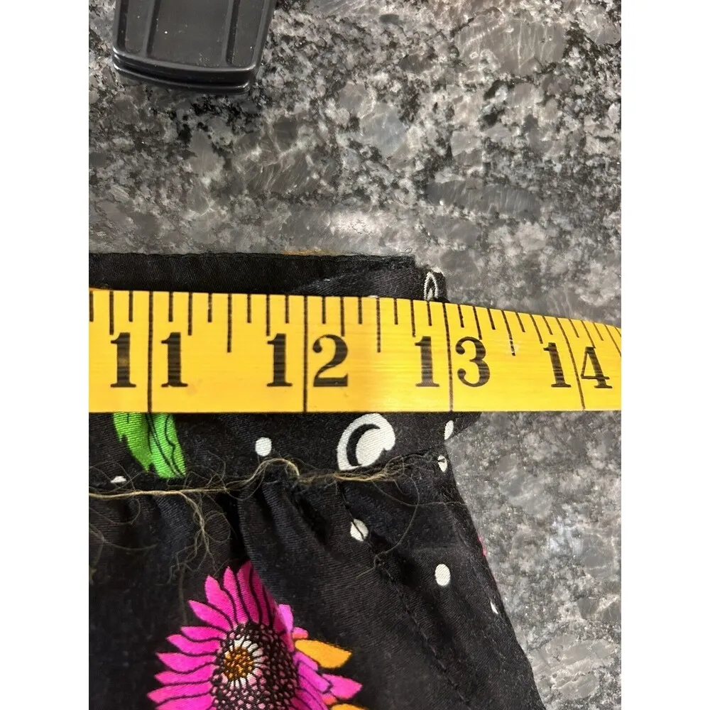 VTG 70s Alex Colman California Mod Retro Black Floral Lined Maxi Skirt Waist 26” - Image 4