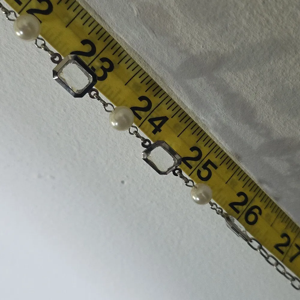 Thin Chain Belt Silver with Pearls and Clear Links - Image 7