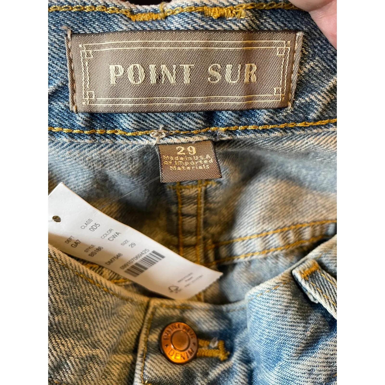 Point Sur Denim Wide Leg Jeans Raw‎ Hem Light Wash Womens Size 29 Blue - Image 5