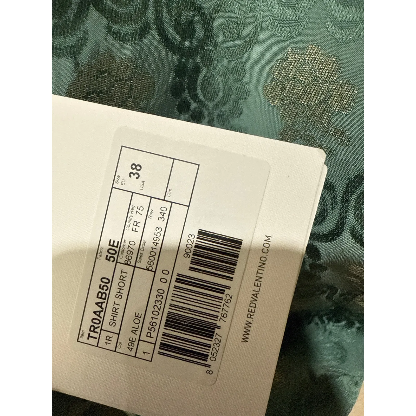 Red‎ Valentino Ruffled Metallic Jacquard Top Size 2 Green - Image 7