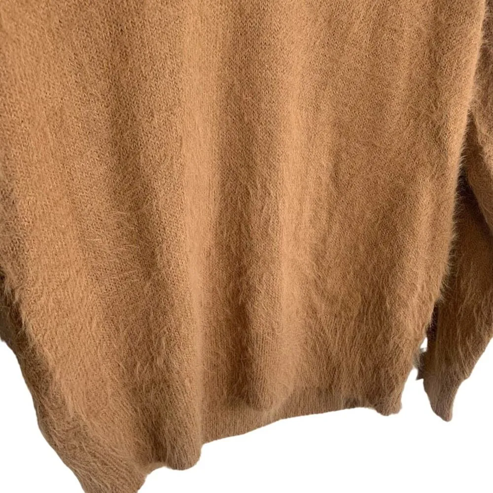 Vera Moda Brown Fuzzy V Neck Eyelash Sweater Womens Size Medium Pullover - Image 3