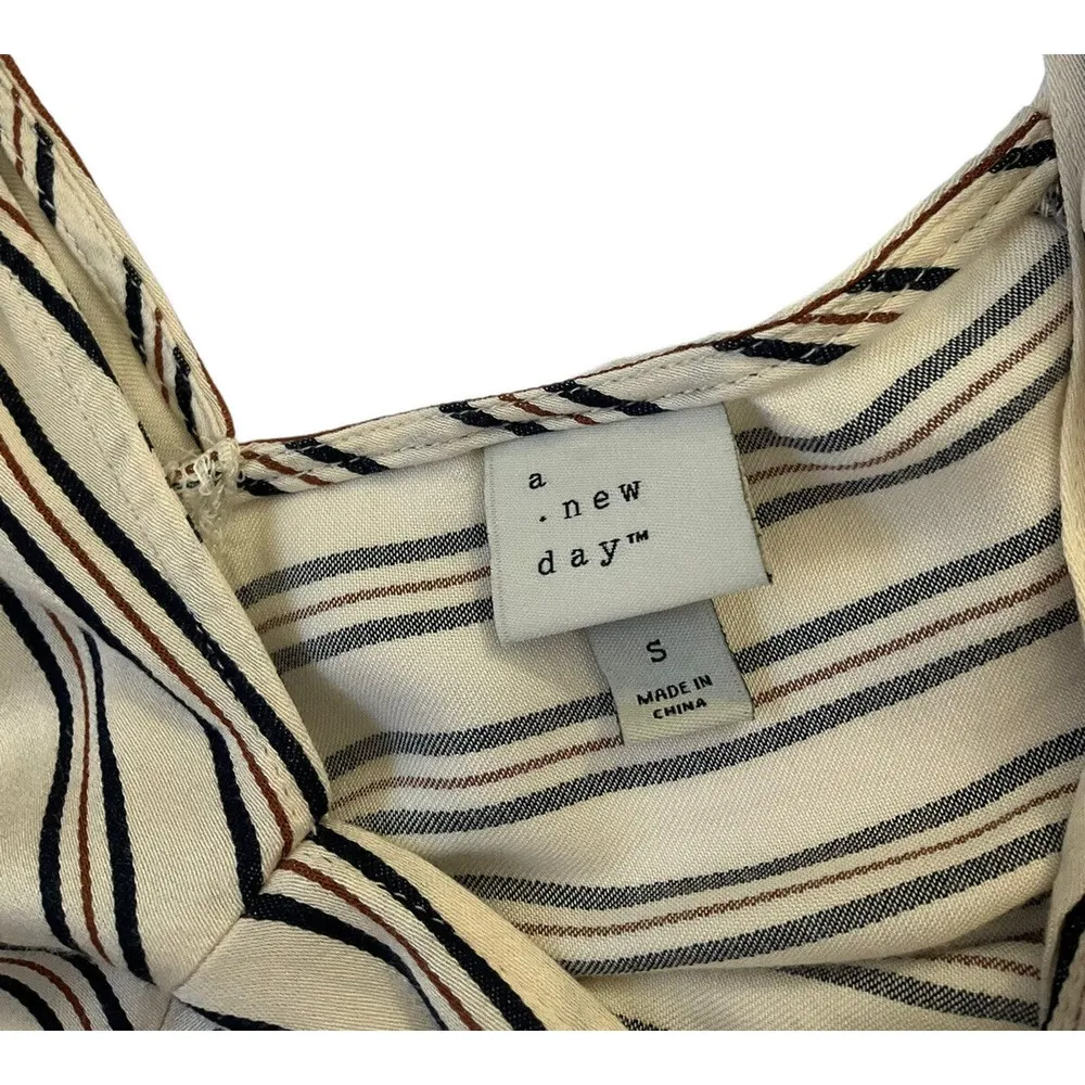 A New Day Women's Small Sundress Fit & Flare Striped w/ Belt Multicolor #11•• - Image 5