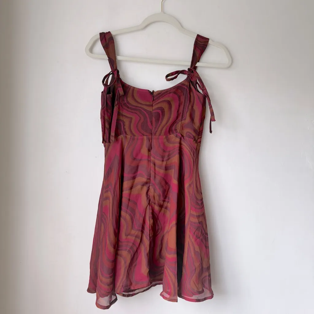 For Love & Lemons Red Eleanor Swirl Print Mini Dress S - Image 11