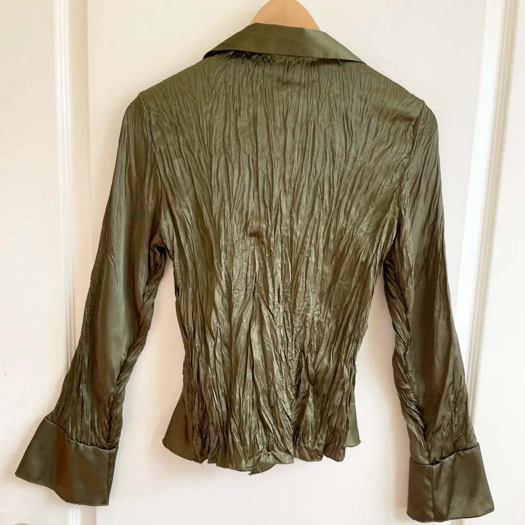 Vintage Allison Taylor Crinkle Lace Top Flare Sleeve Size M Y2K Avant Garde - Image 2