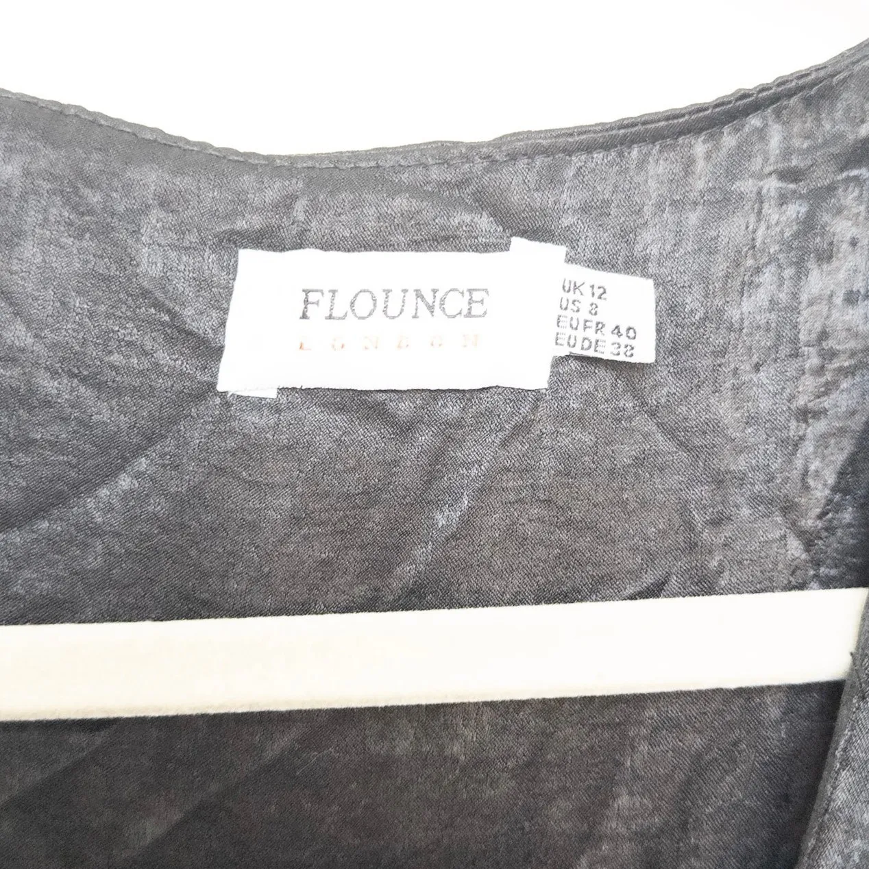 Flounce London Dress Size 8 Black Satin Wrap Maxi Whimsigoth Witchy Romantic‎ - Image 4