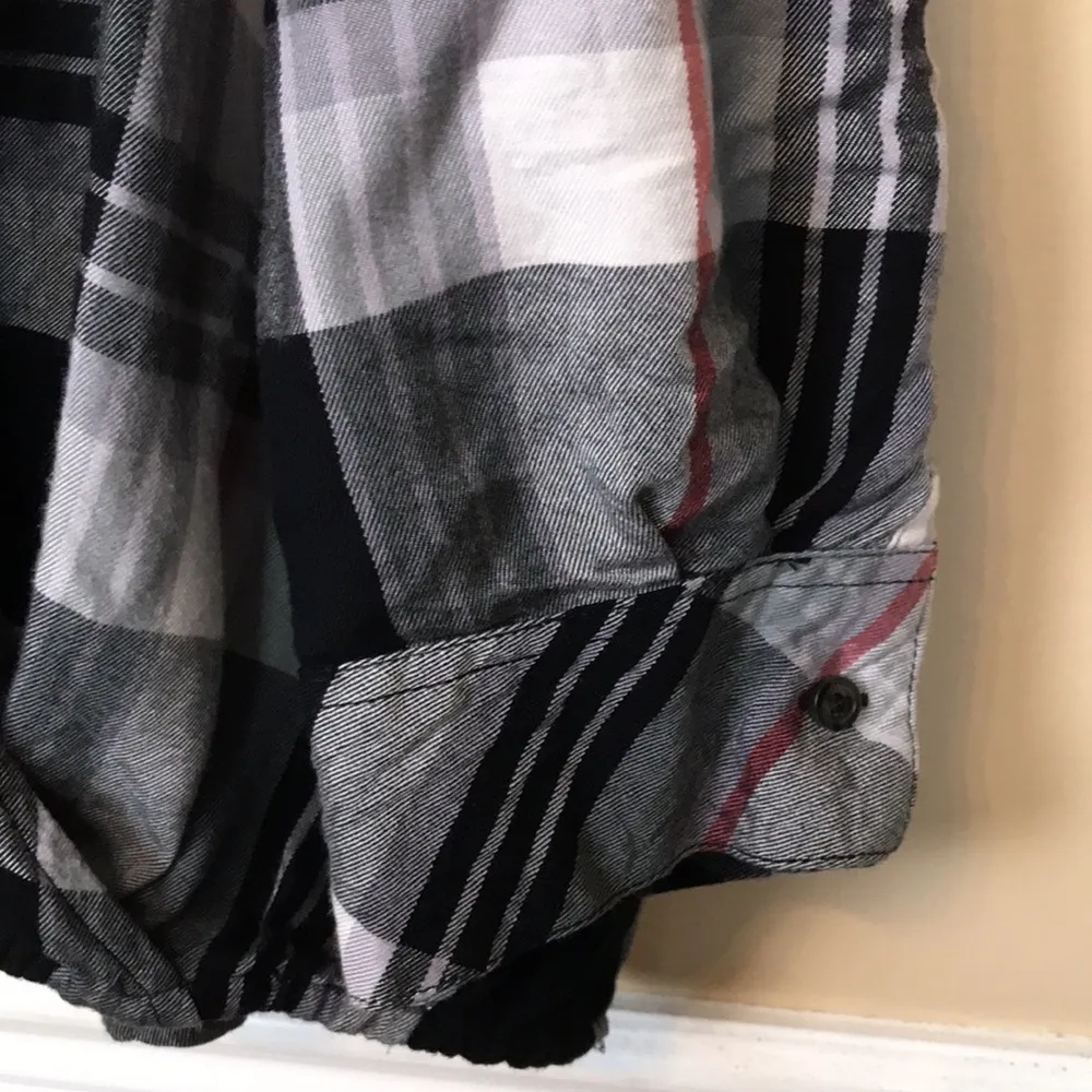 Lane Bryant Women’s Faux Wrap Plaid Drop Waist Long Sleeve Shirt Blouse - Image 6