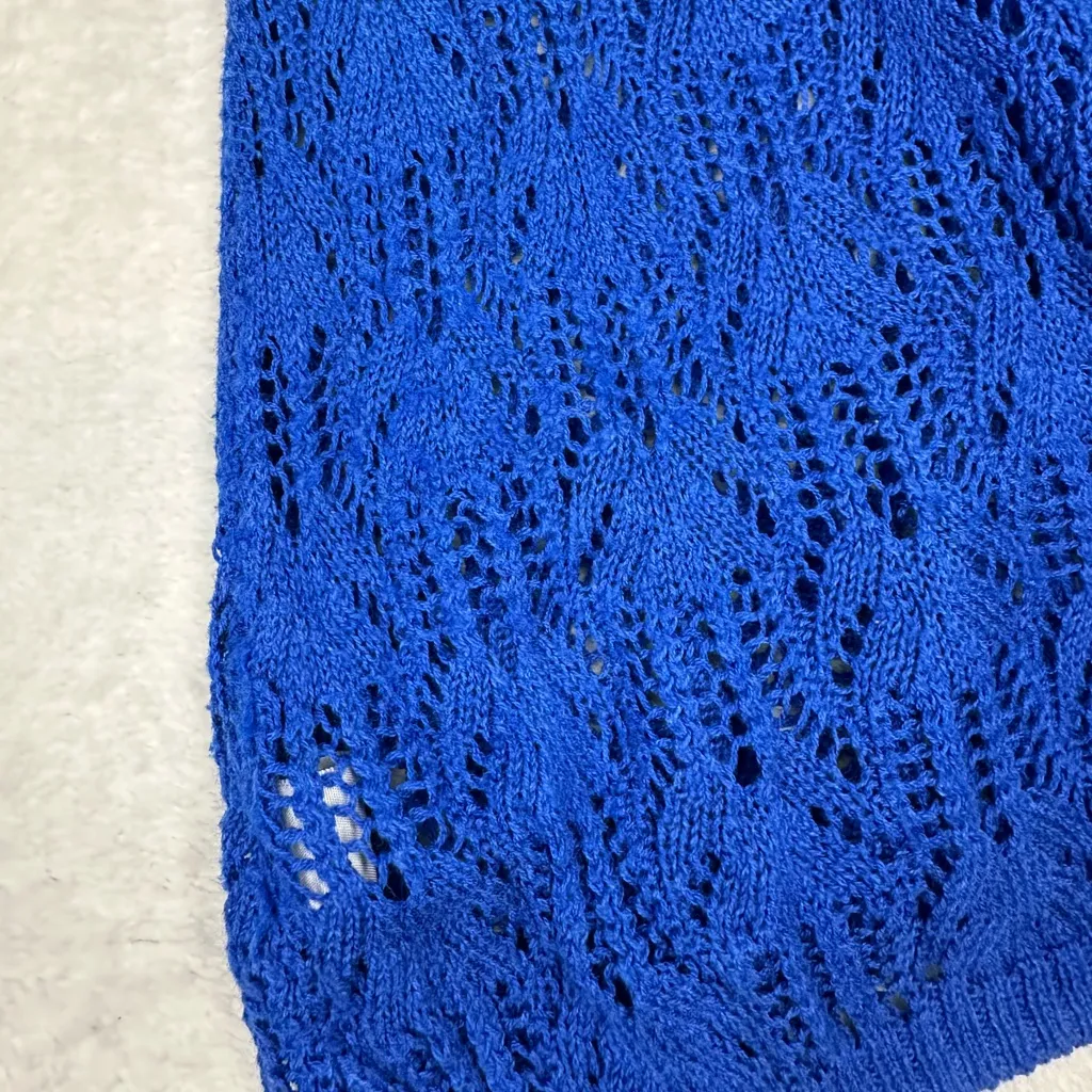 Willi Smith Ombré Open Knit Sweater in Blue/White Size XL 3/4 Sleeve - Image 10