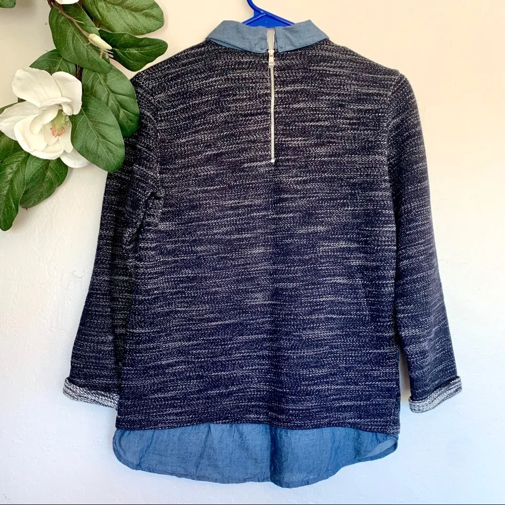 Ann Taylor Tweed Layered Pullover Navy Blouse XS - Image 6