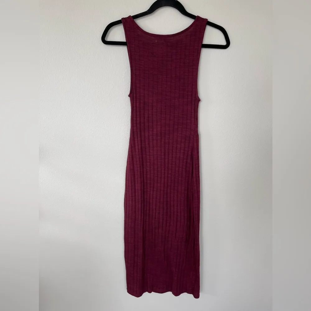 Nordstrom BP Maroon Ribbed Bodycon Tank Midi Dress - Image 6