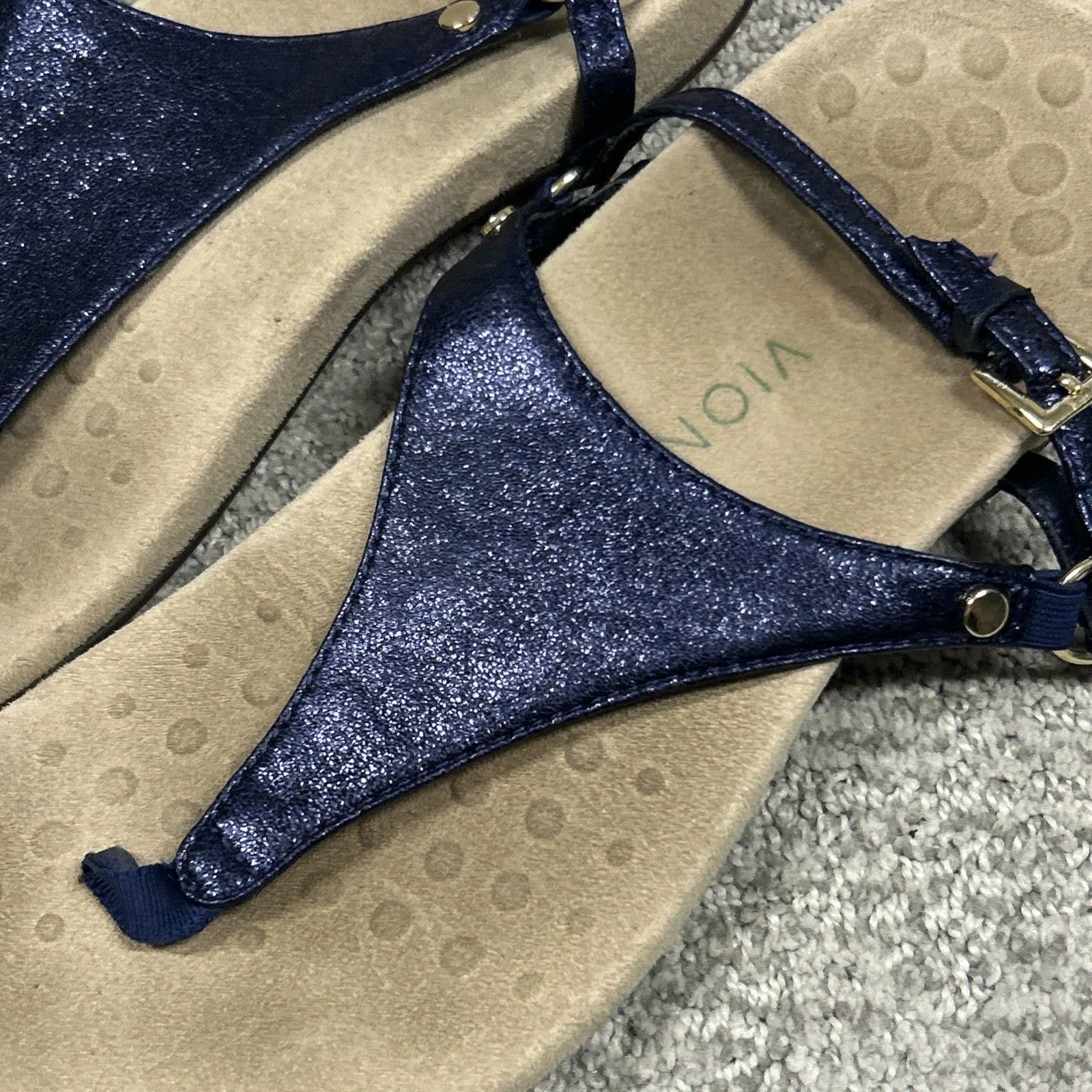 Vionic Kirra Sandals Womens 10 Metallic Blue Triangle Comfort - Image 2