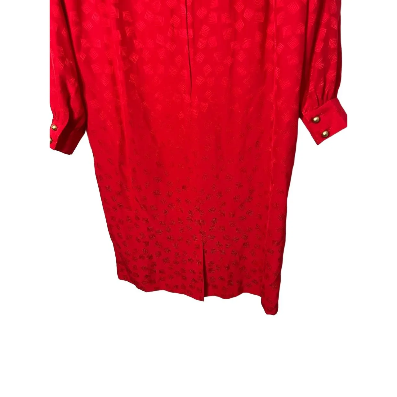 Liz Claiborne Dress Womens Size Petite 14 Red Midi‎ Vintage Silk - Image 9