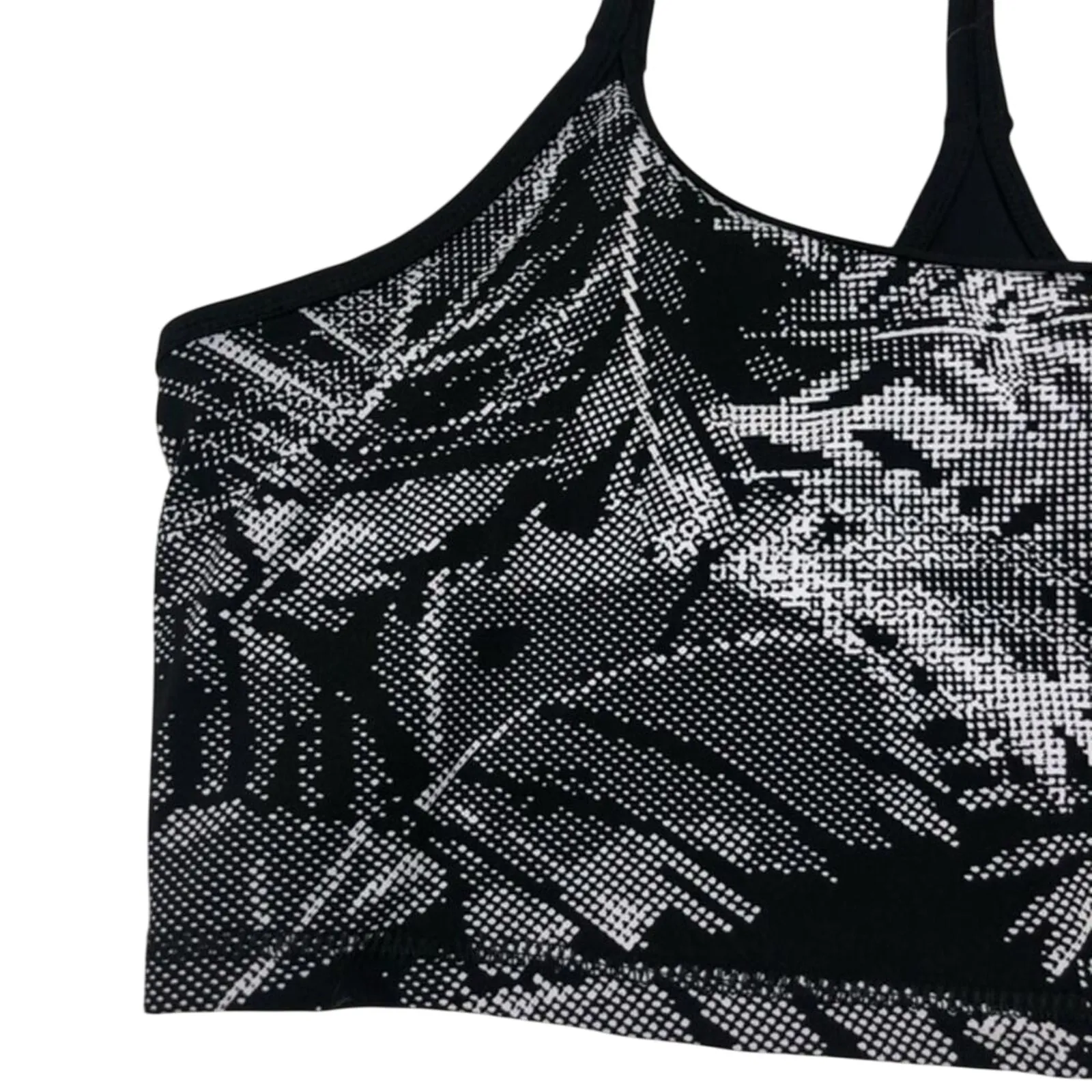 DKNY Black Pixel Palm Print Workout Bra Crop Top - Image 3