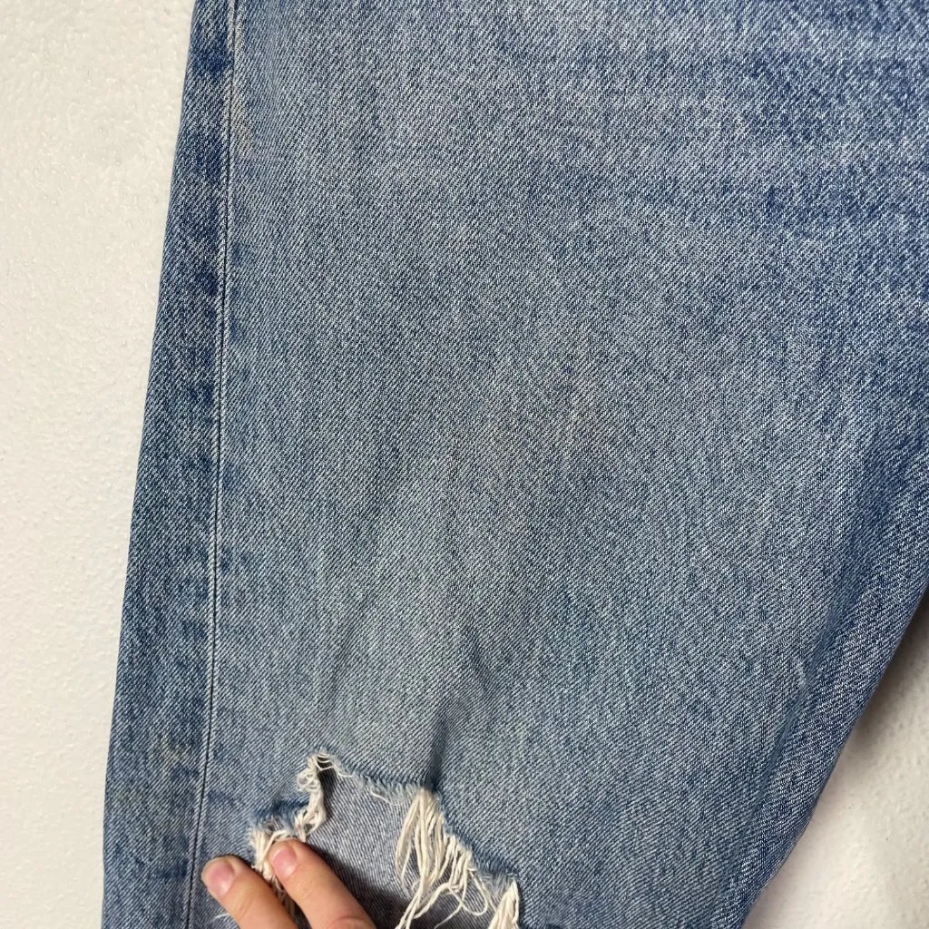 Agolde Women's 27 90s Mid Rise Loose Fit Distressed‎ Light Wash Button Fly Jeans - Image 6