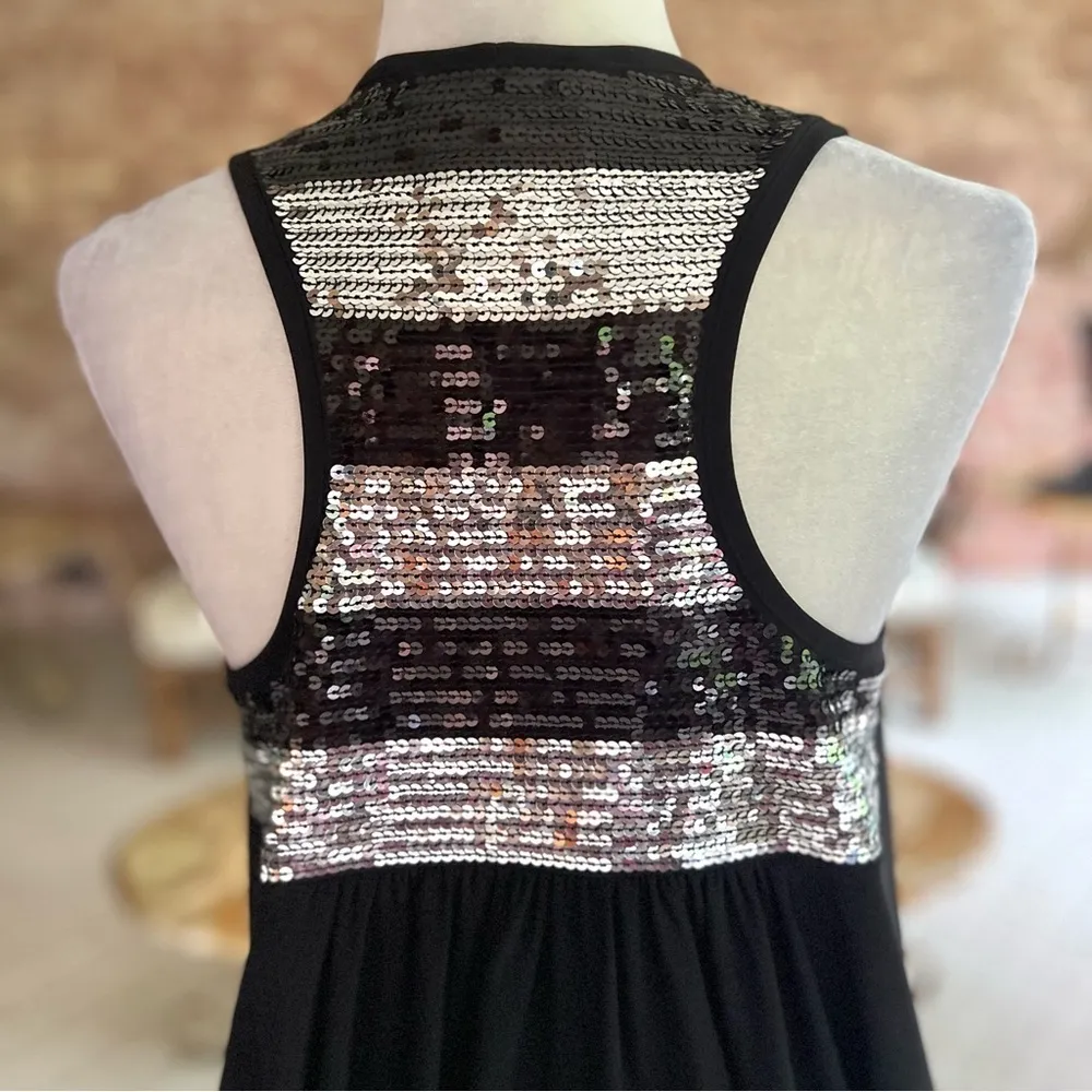 Joseph Ribkoff Vest Cocoon Knit Sequin Racerback Open Front Black 6 Cocktail Mod - Image 8