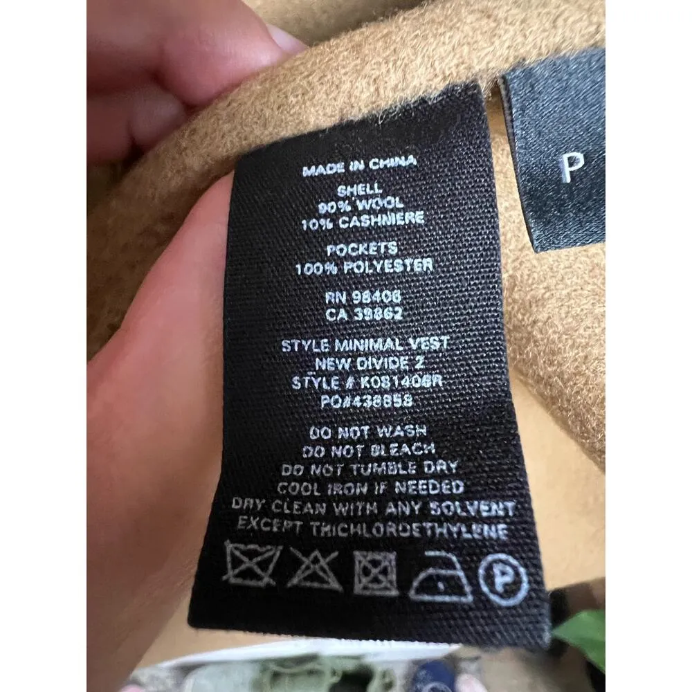 Theory Long Clairene Tan Wool Cashmere Sleeveless Belted Coat Size Petite - Image 12